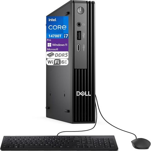 Dell Pro Micro (Next-gen OptiPlex 7000 MFF) AI Business Desktop, Intel Core Ultra 5 235T, 16GB DDR5 RAM, 512GB NVMe SSD, WiFi 6E, RJ-45, DisplayPort, Wired Keyboard & Mouse, W11Pro, 3 YR WTY - Black in Saudi Arabia