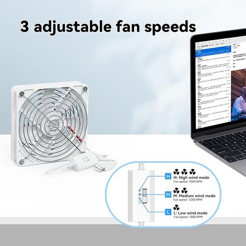 aceyoon 120mm USB Fan, 5V Computer Cooling Fan with Speed Control Portable Mini USB Fan for Laptop Receiver DVR Xbox TV Box Computer Cabinet Cooling, White in Saudi Arabia