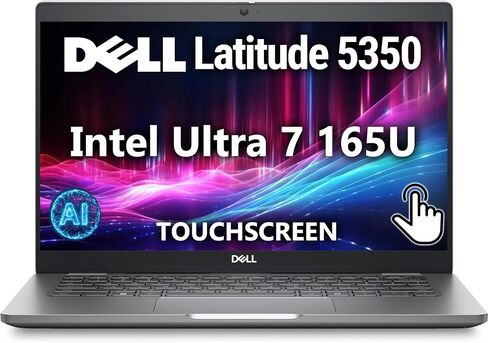 كمبيوتر محمول Dell Latitude 5350 بشاشة لمس 13.3 بوصة FHD AI للأعمال، Intel Core Ultra 7-165U، ذاكرة الوصول العشوائي DDR5 سعة 32 جيجابايت، 1 تيرابايت SSD PCIe، WiFi 6E + BT، لوحة مفاتيح بإضاءة خلفية، كاميرا ويب FHD+، Windows 11 Pro in Kuwait