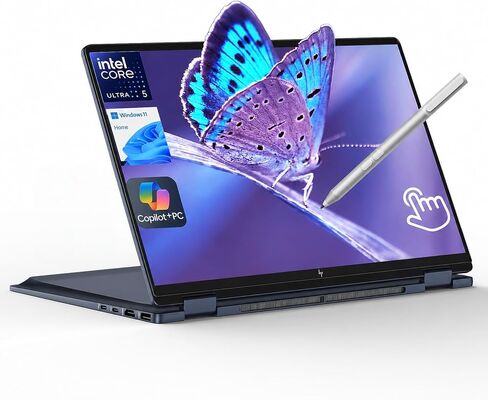 HP OmniBook X Flip 14 2-in-1 Laptop, Laptop Touchscreen 14" WUXGA IPS, Intel 8-core Ultra 5 226V, Intel Arc 130V GPU, 16GB RAM 512GB SSD, Thunderbolt 4, Windows 11 Home with Stylus Pen in Saudi Arabia