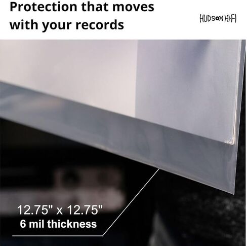 Hudson Hi-Fi Flexible Archival-Grade Vinyl Jacket Outer Sleeves – 100 Pack – Crystal Clear Polypropylene, Anti-Static & Acid-Free in Saudi Arabia