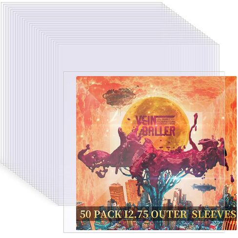 30 Pack 4 Mil Thick Vinyl Sleeves, 12.75" X 12.75" Vinyl Record Sleeve Clear Plastic, Outer Sleeve Record Protector for Storing Single and Double LP Albums, Record Sleeves Protection from Scratches in Saudi Arabia