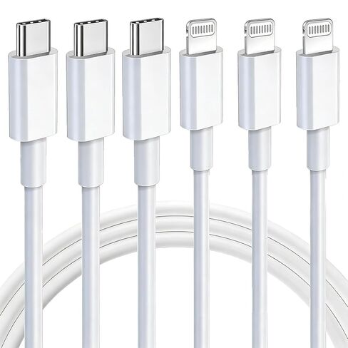 iPhone Charger 3Pack 10 FT USB C to Lightning Cable [Apple MFi Certified] | Type C Power Delivery Fast Charging Cord Compatible with iPhone 14 13 12 11 Pro Max XS Max XR X 8 iPad,White in Saudi Arabia