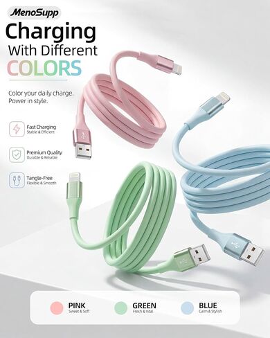 iPhone Charger Fast Charging 3Pack 10FT MFi Certified Lightning Cable | MFi Certified Fast Charging for iPhone 14/13/12/11/Pro Max/XR/XS/X/8/7/6 Plus 3 Pack 10FT TPE Durable Cable in Saudi Arabia