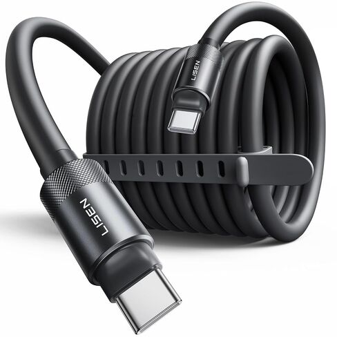 كابل LISEN 10FT USB C شحن سريع السمين 240 وات USB C إلى USB C سلك كابل | ناعم وصديق للبشرة، سيليكون ناعم وخالي من التشابك لهاتف iPhone 17 Pro Max 16 15، Samsung Galaxy، MacBook Pro/Air، iPad in Kuwait