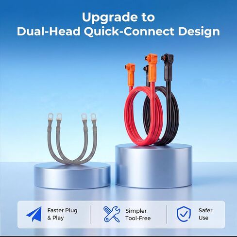 WattCycle 250A 70mm² Energy Storage Parallel Cable, 1.2m (47.2in) | Dual-Head Quick-Connect Battery Expansion Cable for 51.2V 314Ah Wall Batteries, 2000V DC Rated, IP67 Waterproof in Saudi Arabia