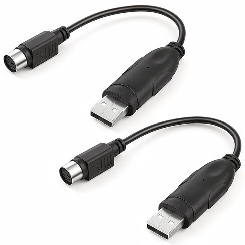 2 Pcs PS2 to USB Adapter Converter PS/2 Converter Adapter Cable Keyboard Mouse Converters Adapters PS2 Female to USB 2.0 Male Adapters Connector Cord for Laptop Desktop in Saudi Arabia