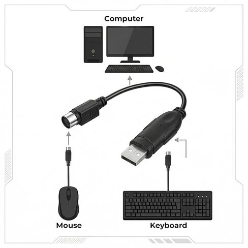 2 Pcs PS2 to USB Adapter Converter PS/2 Converter Adapter Cable Keyboard Mouse Converters Adapters PS2 Female to USB 2.0 Male Adapters Connector Cord for Laptop Desktop in Saudi Arabia