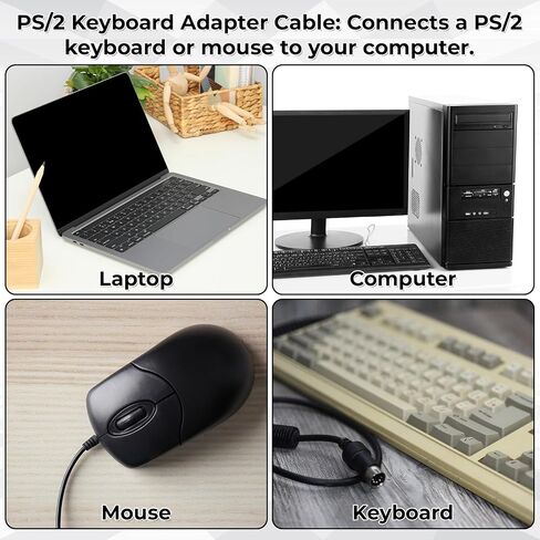 2 Pcs PS2 to USB Adapter Converter PS/2 Converter Adapter Cable Keyboard Mouse Converters Adapters PS2 Female to USB 2.0 Male Adapters Connector Cord for Laptop Desktop in Saudi Arabia