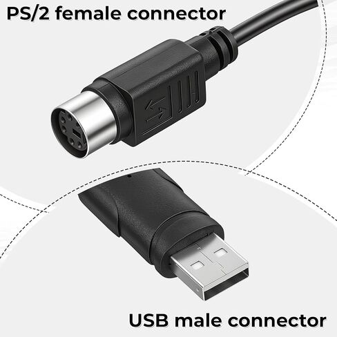 2 Pcs PS2 to USB Adapter Converter PS/2 Converter Adapter Cable Keyboard Mouse Converters Adapters PS2 Female to USB 2.0 Male Adapters Connector Cord for Laptop Desktop in Saudi Arabia