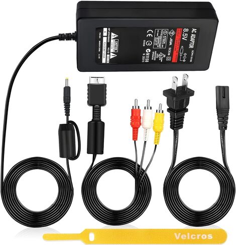 Power Cord and AV Cable for PS2, AC Power Adapter Charger Compatible with PlayStation 2 PS2 Slim A/C 70000 Gaming Console, Portable Safe Charging Replacement Set in Saudi Arabia