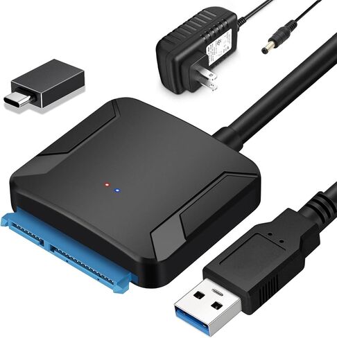 SATA to USB 3.0 Adapter for 2.5" 3.5" SSD HDD Hard Drive Reader 5Gbps | External Hard Drive Adapter Converter Includes 12V Power Adapter for Data Transfer UASP Support, Plug and Play in Saudi Arabia