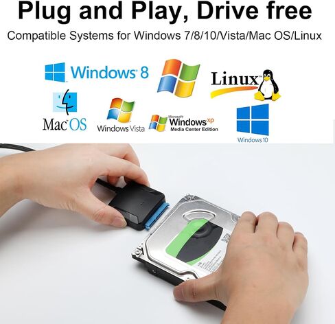 SATA to USB 3.0 Adapter for 2.5" 3.5" SSD HDD Hard Drive Reader 5Gbps | External Hard Drive Adapter Converter Includes 12V Power Adapter for Data Transfer UASP Support, Plug and Play in Saudi Arabia