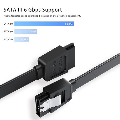 SATA Cable III for SSD HDD Data, Black Red Blue 3 PCS 6Gbps Straight Angle 15 Inch Sata Data Cable Compatible for SATA Hard Drive CD Driver, CD Writer in Kuwait