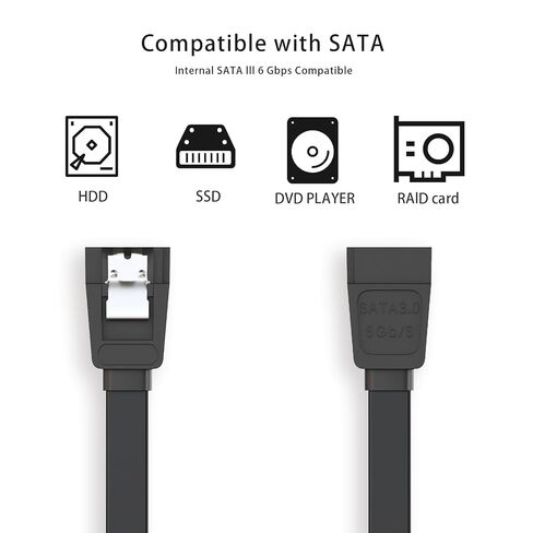 SATA Cable III for SSD HDD Data, Black Red Blue 3 PCS 6Gbps Straight Angle 15 Inch Sata Data Cable Compatible for SATA Hard Drive CD Driver, CD Writer in Kuwait