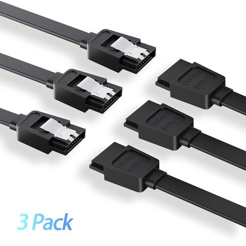 SATA Cable III for SSD HDD Data, Black Red Blue 3 PCS 6Gbps Straight Angle 15 Inch Sata Data Cable Compatible for SATA Hard Drive CD Driver, CD Writer in Kuwait