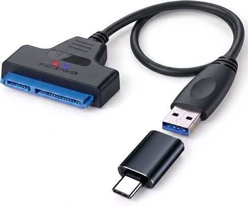 FRIGRAF SATA to USB 3.0 Adapter Cable for 2.5" SSD HDD, USB-A & USB-C | Support 5Gbps,UASP,SATA III,14-inch Hard drive reader cable Cable, for Windows macOS Linux(No External Power) in Saudi Arabia