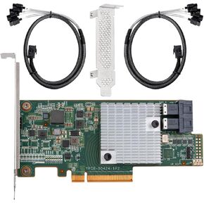 SAS HBA Card Compatible with LSI 9300-8i IT Mode 9207-8i with SATA Cables | SAS3008, PCIe 3.0 x8, 2x 8643 to SATA Cables, 8-Port, PCIe SATA Expansion Card, HBA Controller for ZFS TrueNAS unRAID NAS in Kuwait