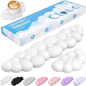 TECKNET Cloud Keyboard Wrist Rest Set, Cloud Wrist Rest with Non-Slip Base, PU Leather Wrist Pad for Keyboard with Ergonomic Memory Foam for Computer Laptop Office Gaming and Pain Relief, White in Saudi Arabia