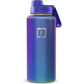 IRON °FLASK 24 oz Wide Mouth Water Bottle with Straw | Insulated Stainless Steel Sports Water Bottle with Leakproof Straw Lid - BPA Free, Cold 24 Hrs, Sweat Free (Midnight Black) in Saudi Arabia