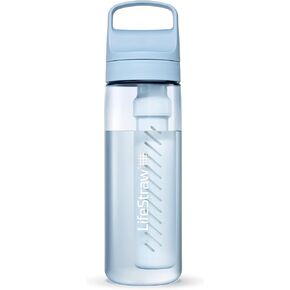 LifeStraw Go Series Water Filter Bottle - BPA-Free, Removes Bacteria, Parasites, Microplastics, Improves Taste, 22oz, Aegean Sea | Plastic Water Filter Bottle for Travel and Everyday use removes Bacteria, parasites and microplastics, Improves Taste in Saudi Arabia