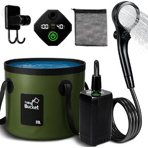 Portable Shower for Camping, 6000mAh Rechargeable Shower Pump, Large Capacity Foldable Bucket, 6' 7" Filtered Shower Head, Beach, Outdoor Camp Showering, Hiking, Pet Bath, RV Car Wash, Water Plant in Saudi Arabia