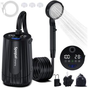 Portable Shower for Camping, [Upgraded] 10000mAh Rechargeable | Camping Shower with 5 Adjustable Speeds,Premium LED Display, IPX8 Waterproof Outdoor Shower Kit for Hiking, Car, Pet, Travel in Saudi Arabia