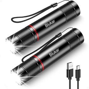 Blukar Rechargeable Flashlight, Super Bright Adjustable Focus Flashlights | 4 Lighting Modes, Long Lasting, Waterproof Small Mini LED Flash Light for Power Cuts, Emergency, Camping, Hiking, Outdoor in Saudi Arabia