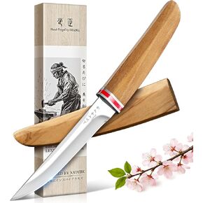 DRGSKL Utility Fixed Blade Knife - Handcrafted Japanese Knife with Sheath | D2 Steel, Premium Natural Walnut Wood Handle & Sheath, Gift Box, Red Marble Texture Decoration in Saudi Arabia