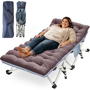 COLMERD 32In XXL Camping Cot Oversize Sleeping Cot with Comfortable Mattress Extra Large Camping Cots for Adults Cot Bed Include Carry Bag Portable Folding Bed Easy to Set Up Nap Office Indoor in Saudi Arabia