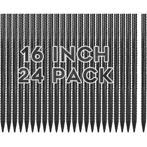 Gbekery Straight Rebar Stakes 16 Inches (16pcs) Heavy Duty Straight Metal Ground Anchors with Chisel Point Ends for Timber,Concrete,Plant Support,Camping Tents,3/8 Inch Thickness Garden Stakes,Black in Saudi Arabia
