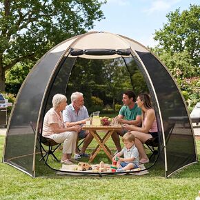 Alvantor® Pop Up Screen House Tent 10x10 FT, Snap-fit Black Mesh Screen Gazebo with Peaked Roof, Portable Screen Room Canopy Shelter with Sandbags for Camping, Backyard, Picnic in Saudi Arabia