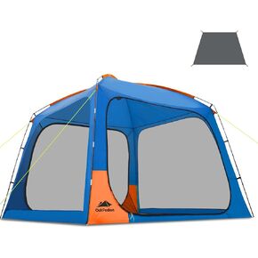 10 X 10ft Screen House Room for Camping, Screened Mesh Net Wall Canopy Tent, UPF 50+ Screen Tent with Floor for Patios Outdoor Camping Activities, Blue & Orange in Saudi Arabia
