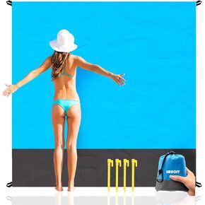 Beach Blanket Sandproof Waterproof, Beach Essentials Extra Large Beach Mat, 79" x 55" Oversized Durable Outdoor Picnic Mat Storage Bag for 1-4 Adults, Beach Accessories for Travel, Camping, Hiking in Saudi Arabia
