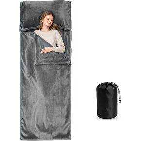 tuphen Flannel Sleeping Bag Liner for Adult, Soft Fluffy Adult Sleeping Sack with Zipper, Travel Camping in Warm Cold Weather, Thick Sleeping Bag Liner for Hotel Hiking Camping Indoor Outdoor Use in Saudi Arabia