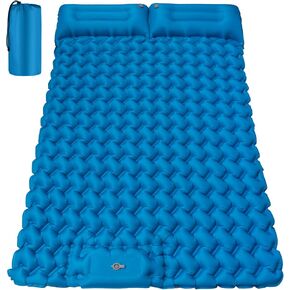 Double Camping Sleeping Pad, 4"" Extra Thick 2 Person Inflatable Sleeping Pad with Built-in Foot Pump & Pillow, Ultralight Self Inflating Camping Mattress for Tent, Backpacking, Hiking, Travel, RV in Saudi Arabia