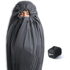 Fleece Sleeping Bag Liner for Cold Weather, Mummy Sack Adds 27F | Thermal Insulated Insert, Drawstring Hood, Soft Polyester, Machine Washable, Backpacking, Camping, Hostel, Winter Travel in Saudi Arabia
