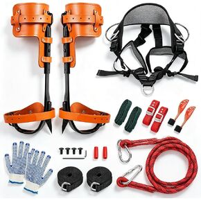 Tree Climbing Spikes Set,Adjustable Tree Climbing Gear,350lbs Load | Heavy Duty Steel Spurs with Rope & Spike Protectors, Complete Arborist Equipment,Jungle Survival & Fruit Picking Kit in Saudi Arabia
