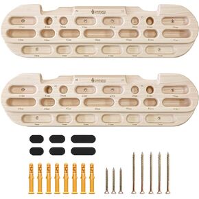 Hangboard Rock Climbing Fingerboard Training - Wooden Climbing Hang Board with Finger Pockets Multiple Depths Dual Slopes - Board Trainer for Pull Ups Grip Strength Endurance in Saudi Arabia