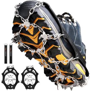 Crampons Ice Cleats Traction Snow Grips for Boots Shoes Women Men Anti Slip 19 Stainless Steel Spikes Safe Protect for Hiking Fishing Walking Climbing Mountaineering (Black,M) in Saudi Arabia