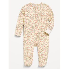 Old Navy 2-Way-Zip Sleep & Play Footed One-Piece for Baby - Cream Floral in Kuwait