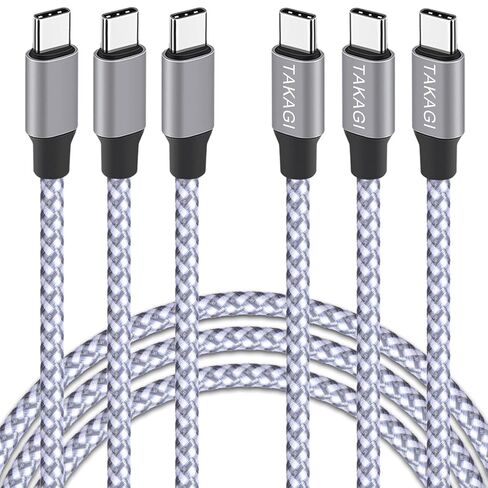 USB C to USB C Cable, Type C Charger Fast Charging Cord 60W 3 ft 3Pack | Nylon Braided Data Sync SCSI Cable for iPhone 17 Pro Max/16 Pro Max/15 Pro Max/Plus/iPad Mini/iPad Pro/Air/Galaxy S25/S24 in Kuwait