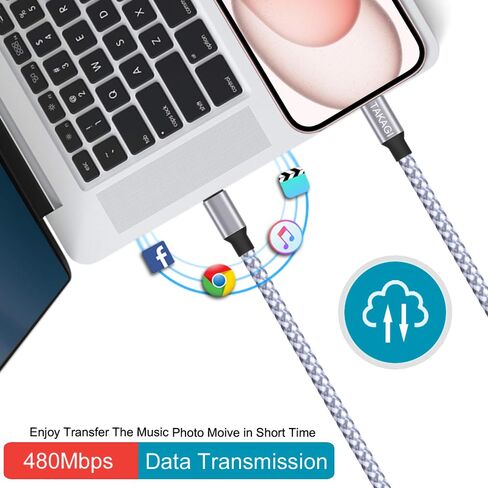 USB C to USB C Cable, Type C Charger Fast Charging Cord 60W 3 ft 3Pack | Nylon Braided Data Sync SCSI Cable for iPhone 17 Pro Max/16 Pro Max/15 Pro Max/Plus/iPad Mini/iPad Pro/Air/Galaxy S25/S24 in Kuwait