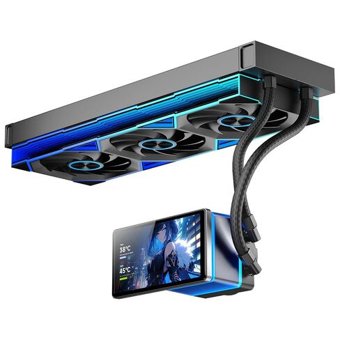 PF 360 CPU Water AIO Cooler Liquid Cooling|5.5-inch LCD Magnetic Screen|360mm ARGB Infinity Mirror 2000RPM PWM Fan|Lower Noise ≤30DBA|for Intel LGA1851/1700/1200/115X AMD AM4/AM5-Black | 5.5 Magnetic Screen|360mm ARGB Infinity Mirror 2000RPM PWM Fan|Low N in Saudi Arabia