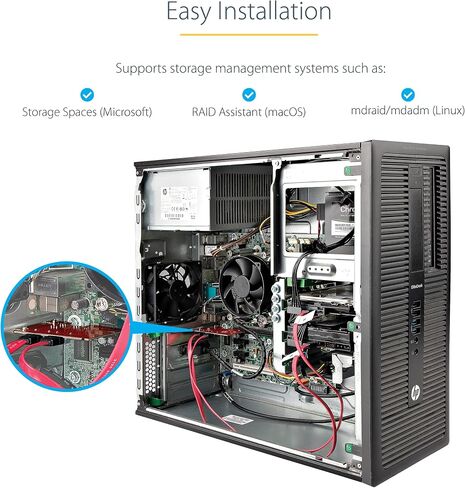 بطاقة StarTech ذات منفذين SATA III PCIe، بسرعة 6 جيجابت في الثانية، TAA، NCQ (2P6G-PCIE-SATA-CARD) | محول/وحدة تحكم/محول PCI Express إلى SATA، فتحة X1، أقواس كاملة/منخفضة المستوى، مضاعف المنافذ، محرك الأقراص الصلبة/SSD in Kuwait