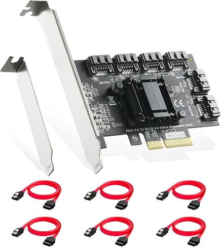M.2 to SATA Card 4 Port, 6Gbps SATA 3.0 Binardat Controller, Includes 4 Cables, for Windows 10/11 in Kuwait