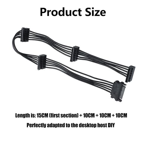 SATA Power Splitter Cable, 15 Pin to 4 SATA Power Splitter - 45cm/18in for HDD/SSD/Optical Drives in Saudi Arabia