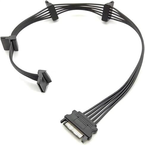 SATA Power Splitter Cable, 15 Pin to 4 SATA Power Splitter - 45cm/18in for HDD/SSD/Optical Drives in Saudi Arabia