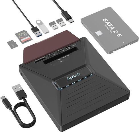 Alxum External CD DVD Drive for Laptop, 7 in 1 Disc Player Burner with M.2 | Portable External Optical Drive Reader with M.2/USB 2.0 Interface and SD/Micro SD Card Slot for Windows/Mac OS/Linux/Vista in Saudi Arabia