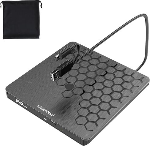 External CD DVD Drive, 0.5″ Ultra Slim USB 3.0 Type-C DVD Player, CD DVD+/-RW Optical Drive, Portable DVD CD Burner Reader Writer Recorder for Laptop, Desktop, Mac, Windows 11/10/8/7, Linux, Black in Saudi Arabia